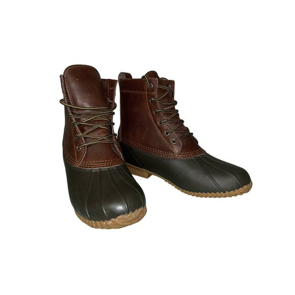 MEN'S AMERICAN EAGLE OUTFITTERS BROWN LEATHER DUCK WATER BOOTS SZ 11 - Picture 1 of 6